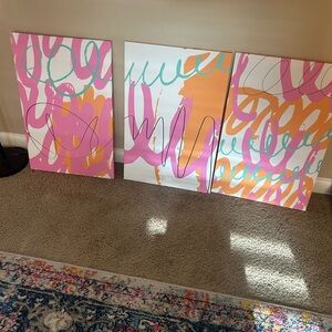 Abstract Pink and Orange Canvas Art Set